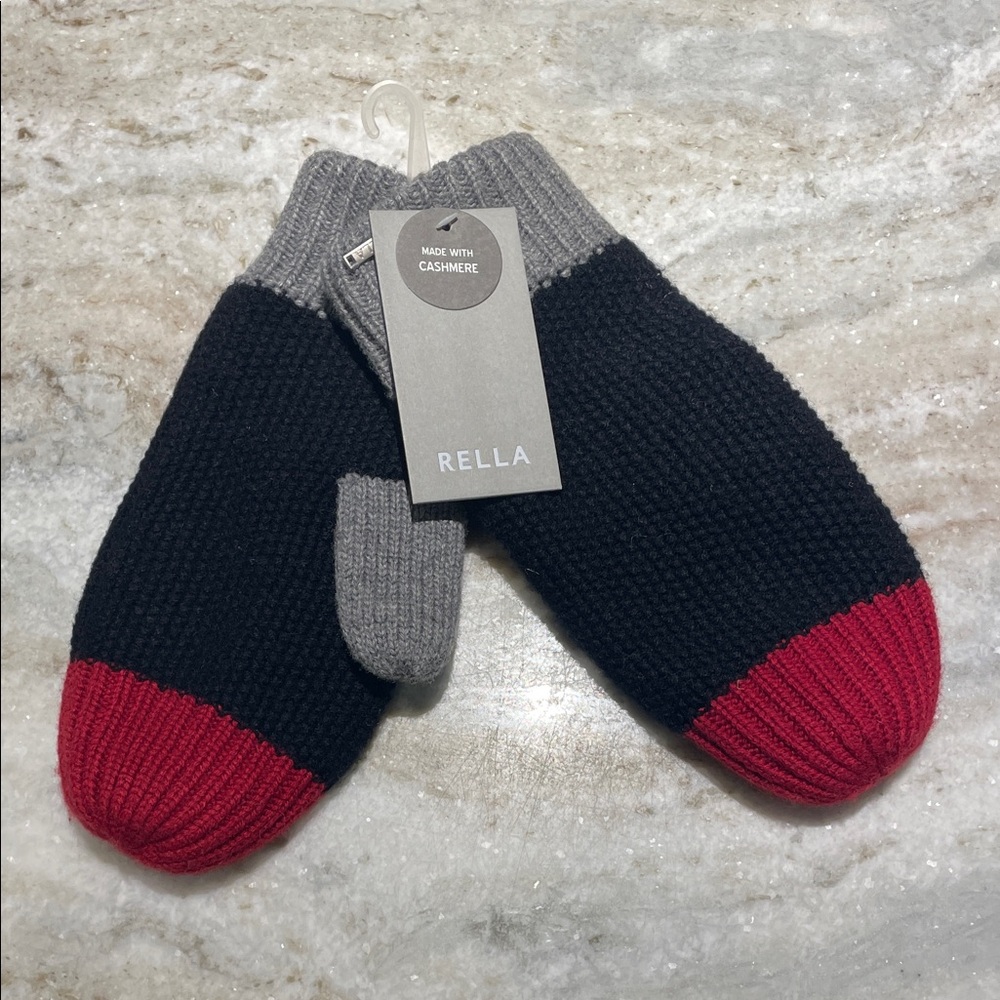 Rella Women's Cashmere Wool Blend Mittens - Black, Gray, and Burgundy